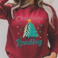 Christmas Is For Reading Books Christmas Tree Books Raglan Sleeve Sweatshirt Heather Dust