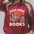 Christmas Teacher Shirt Read More Books Women Raglan Sleeve Sweatshirt Heather Dust