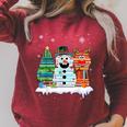 Christmas Tree Snowman Reindeer Book Stack Tee Librarian Raglan Sleeve Sweatshirt Heather Dust
