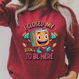 I Closed My Book To Be Here Funny Closed My Book To Be Here Raglan Sleeve Sweatshirt Heather Dust