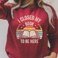 I Closed My Book To Be Here Reader Retro Vintage Raglan Sleeve Sweatshirt Heather Dust
