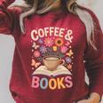 Coffee & Books Lover Wildflowers Boho Aesthetic Premium Tri-Blend Raglan Sleeve Sweatshirt Heather Dust