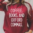 Coffee Books And Oxford Commas Color Grammar Christmas Raglan Sleeve Sweatshirt Heather Dust