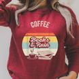 Coffee Books And Rain Reading Book Lover Retro Raglan Sleeve Sweatshirt Heather Dust