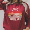 Coffee Books And Rain Retro Vintage Book Lover Reading Raglan Sleeve Sweatshirt Heather Dust