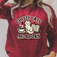 Coffee Cats And Book Reader Book Lovers Librarian Bookworm Raglan Sleeve Sweatshirt Heather Dust