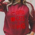 Coffee Cats And Books Lover Reading Raglan Sleeve Sweatshirt Heather Dust