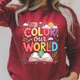 Color Our World Book Reading Program 2026 Summer Reading Raglan Sleeve Sweatshirt Heather Dust