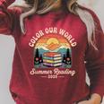 Color Our World Summer Reading 2025 Cute Book Wildflowers Raglan Sleeve Sweatshirt Heather Dust Color Our World Summer Reading 2025 Cute Book Wildflowers Raglan Sleeve Sweatshirt Heather Dust