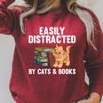 Cool Book Reader For Men Women Book Lover Bookworm Cat Book Raglan Sleeve Sweatshirt Heather Dust