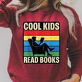 Cool Kids Read Books Retro Reading Vintage Raglan Sleeve Sweatshirt Heather Dust