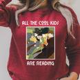 All The Cool Kids Are Reading Book Lovers Book Nerds Raglan Sleeve Sweatshirt Heather Dust