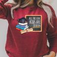 All The Cool Kids Are Reading Book Nerd School Graduation Raglan Sleeve Sweatshirt Heather Dust