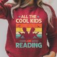 All The Cool Kids Are Reading Retro Book Lovers Reader Nerd Raglan Sleeve Sweatshirt Heather Dust