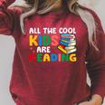 All The-Cool Kids Are Reading Teacher Book Lover Librarian Raglan Sleeve Sweatshirt Heather Dust