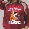 Cool Tiger Reading Book Wild About Reading Kids Books Reader Raglan Sleeve Sweatshirt Heather Dust Cool Tiger Reading Book Wild About Reading Kids Books Reader Raglan Sleeve Sweatshirt Heather Dust