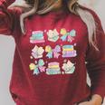 Coquette Bunny Bow Rabbit Teacher Books Easter Retro Raglan Sleeve Sweatshirt Heather Dust
