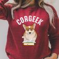 Corgee Lovers Corgeek Book Lovers Raglan Sleeve Sweatshirt Heather Dust
