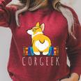 Corgi Corgeek Book Nerd Geek Dog Shirt T-Shirt Raglan Sleeve Sweatshirt Heather Dust