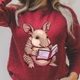 Cute Armadillo With Book I Armadillo Raglan Sleeve Sweatshirt Heather Dust
