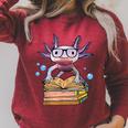 Cute Axolotl Read Book Shirt Kids Boy Girl Salamander Raglan Sleeve Sweatshirt Heather Dust