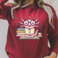 Cute Axolotl Reading Books Cozy Bookworm Fantasy Art Premium Tri-Blend Raglan Sleeve Sweatshirt Heather Dust