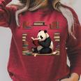 Cute Bear Is Reading a Book Reading Panda Bear Raglan Sleeve Sweatshirt Heather Dust