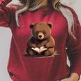 Cute Bear Is Reading a Book Reading Bear Raglan Sleeve Sweatshirt Heather Dust
