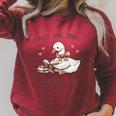 Cute Book Loving Duck Raglan Sleeve Sweatshirt Heather Dust