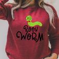 Cute Book Worm Reading Lovers Raglan Sleeve Sweatshirt Heather Dust
