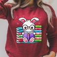 Cute Bunny Reader Rabbit Book Lover Reading Raglan Sleeve Sweatshirt Heather Dust