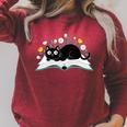 Cute Cat On Book Fun Flower Feline Pet Lover Premium Tri-Blend Raglan Sleeve Sweatshirt Heather Dust