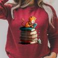 Cute Cat Lovers Book Lovers For Women And Men Raglan Sleeve Sweatshirt Heather Dust
