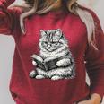 Cute Cat Reading Book Adorable Cats Books Lover Raglan Sleeve Sweatshirt Heather Dust