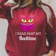 Cute Cat Reading Book Lover Graphic Raglan Sleeve Sweatshirt Heather Dust