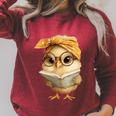 Cute Chick Reading Book Bandana Premium Tri-Blend Raglan Sleeve Sweatshirt Heather Dust