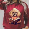 Cute Dog Poodle Reading Book Raglan Sleeve Sweatshirt Heather Dust