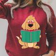 Cute Dog Reading A Human Training Book Dog Raglan Sleeve Sweatshirt Heather Dust