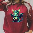Cute Dragon With Book Raglan Sleeve Sweatshirt Heather Dust
