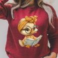 Cute Duckling Reading Book With Raglan Sleeve Sweatshirt Heather Dust