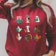 Cute Farm Animals Reading Books Teacher Library Reader Raglan Sleeve Sweatshirt Heather Dust