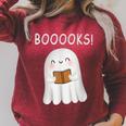 Cute Ghost Book Reading Halloween Teacher Booooks For Men Women Kids Raglan Sleeve Sweatshirt Heather Dust