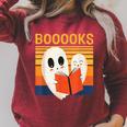 Cute Ghost Book Reading Halloween Teacher Puns Booooks For Men Women Kids Raglan Sleeve Sweatshirt Heather Dust