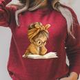 Cute Girl Open Book Reading Book Lover Graphic Round Glasses Raglan Sleeve Sweatshirt Heather Dust