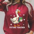 Cute Goose I Love Future Teacher Reading Books Raglan Sleeve Sweatshirt Heather Dust