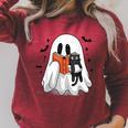 Cute Halloween Ghost Reading Book Raglan Sleeve Sweatshirt Heather Dust