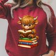 Cute Highland Cow With Glasses Reading Books Raglan Sleeve Sweatshirt Heather Dust Cute Highland Cow With Glasses Reading Books Raglan Sleeve Sweatshirt Heather Dust