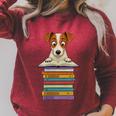 Cute Jack Russel Dog Reading On Pile Of Books Premium Tri-Blend Raglan Sleeve Sweatshirt Heather Dust