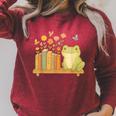 Cute Kawaii Frog Books Flowers Raglan Sleeve Sweatshirt Heather Dust Cute Kawaii Frog Books Flowers Raglan Sleeve Sweatshirt Heather Dust