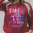 Cute Mermaid Librarian Teacher Dive Into A Good Book Reading Raglan Sleeve Sweatshirt Heather Dust